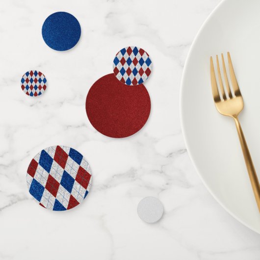 Rood, Wit, Blauw Argyle 4 Juli Glitter Confetti (Groep)