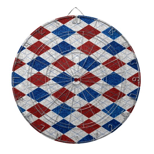 Rood, Wit, Blauw Argyle 4 Juli Glitter Dartbord (Voorkant)
