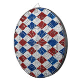 Rood, Wit, Blauw Argyle 4 Juli Glitter Dartbord (Voorkant Rechts)