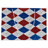 Rood, Wit, Blauw Argyle 4 Juli Glitter Groot Cadeauzakje (Achterkant)