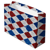 Rood, Wit, Blauw Argyle 4 Juli Glitter Groot Cadeauzakje (Achterkant Gekanteld)