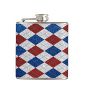 Rood, Wit, Blauw Argyle 4 Juli Glitter Heupfles (Voorkant)