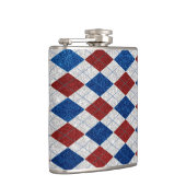 Rood, Wit, Blauw Argyle 4 Juli Glitter Heupfles (Rechts)