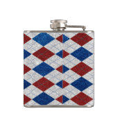 Rood, Wit, Blauw Argyle 4 Juli Glitter Heupfles (Achterkant)