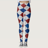 Rood, Wit, Blauw Argyle 4 Juli Glitter Leggings (Voorkant)