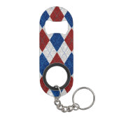 Rood, Wit, Blauw Argyle 4 Juli Glitter Mini Flessenopener (Achterkant)