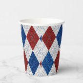 Rood, Wit & Blauw Argyle 4 Juli Glitter Papieren Bekers (Rechts)