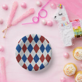 Rood, Wit & Blauw Argyle 4 Juli Glitter Papieren Kommen (Feest)