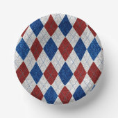 Rood, Wit & Blauw Argyle 4 Juli Glitter Papieren Kommen (Voorkant)