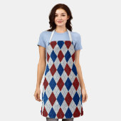 Rood, Wit, Blauw Argyle 4 Juli Glitter Schort (Gedragen)
