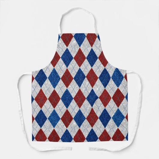 Rood, Wit, Blauw Argyle 4 Juli Glitter Schort (Voorkant)
