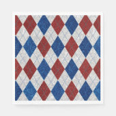 Rood, Wit, Blauw Argyle 4 Juli Glitter Servet (Voorkant)