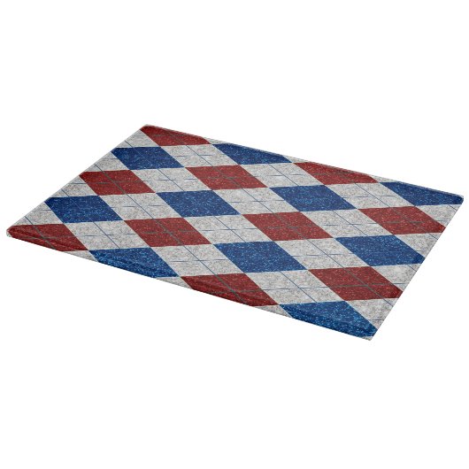 Rood, Wit, Blauw Argyle 4 Juli Glitter Snijplank (Hoek)