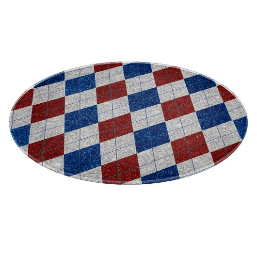Rood, Wit, Blauw Argyle 4 Juli Glitter Snijplank (Hoek)