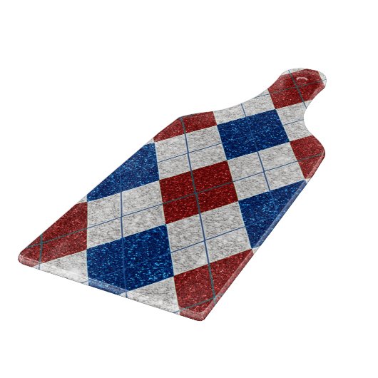 Rood, Wit, Blauw Argyle 4 Juli Glitter Snijplank (Hoek)