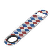 Rood, Wit, Blauw Argyle 4 Juli Glitter Speed Flessenopener (Voorkant Gekanteld)
