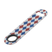 Rood, Wit, Blauw Argyle 4 Juli Glitter Speed Flessenopener (Achterkant Gekanteld)