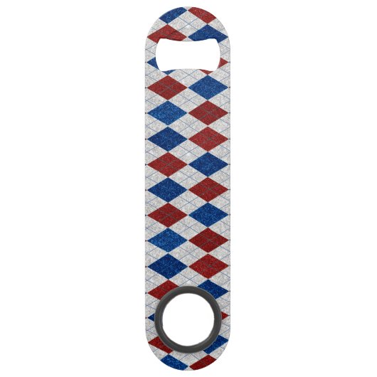 Rood, Wit, Blauw Argyle 4 Juli Glitter Speed Flessenopener (Voorkant)