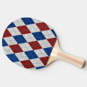 Rood, Wit, Blauw Argyle 4 Juli Glitter Tafeltennisbatje (Zijkant)