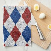 Rood, Wit, Blauw Argyle 4 Juli Glitter Theedoek (Quarter Fold)