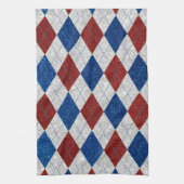Rood, Wit, Blauw Argyle 4 Juli Glitter Theedoek (Verticaal)