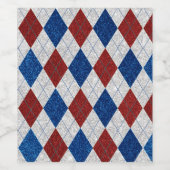 Rood, Wit, Blauw Argyle 4 Juli Glitter Wijn Etiket (Enkel label)
