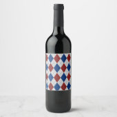 Rood, Wit, Blauw Argyle 4 Juli Glitter Wijn Etiket (Voorkant)