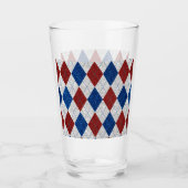 Rood, Wit, Blauw Argyle 4 Juli Glitters Glas (Voorkant)