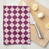 Rood. Wit & Blauw Argyle Keukendoek Theedoek (Quarter Fold)