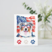 Rood Wit Blauw Australische Herder Hond 4 juli Feestdagenkaart (Staand voorkant)