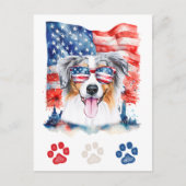 Rood Wit Blauw Australische Herder Hond 4 juli Feestdagenkaart (Voorkant)