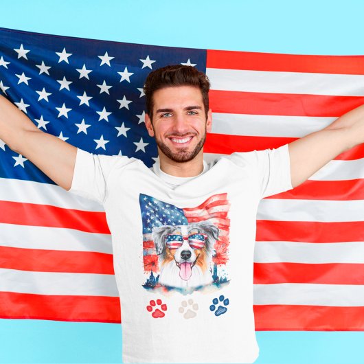 Rood Wit Blauw Australische Herder Hond 4 juli T-shirt