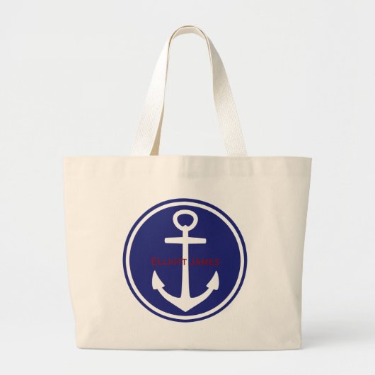 Rood wit blauw autisch anker gepersonaliseerd grote tote bag (Voorkant)