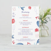 Rood Wit Blauw Bachelorette Feest Weeknd Reisplan Kaart (Staand voorkant)