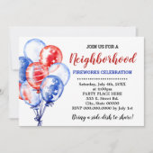 Rood Wit & Blauw Ballonnen Buurtfeest Kaart (Voorkant)