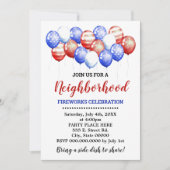 Rood Wit & Blauw Ballonnen Buurtfeest Kaart (Voorkant)