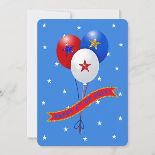 Rood Wit Blauw Ballonnen Gelukkig 4th van Juli! (Voorkant)