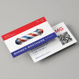 Rood Wit Blauw Barber Pool Barbershop Visitekaartje