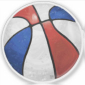 Rood Wit Blauw Basketbal Art Sticker (Voorkant)