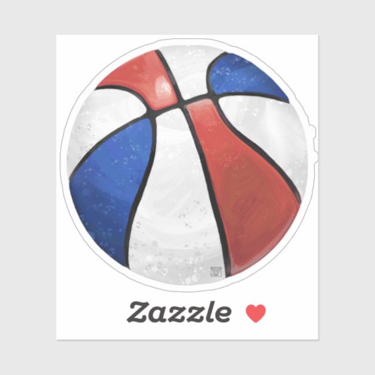 Rood Wit Blauw Basketbal Art Sticker (Vel)