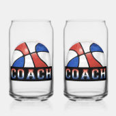 Rood Wit Blauw Basketbal coach glaswerk Blikvorm Glas (Voorkant)
