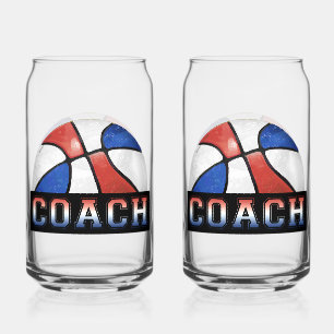 Rood Wit Blauw Basketbal coach glaswerk Blikvorm Glas