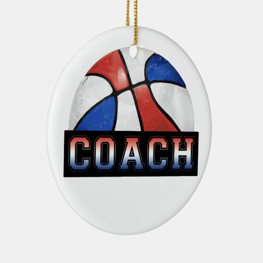 Rood Wit Blauw Basketbal Coach Keramisch Ornament (Rechts)
