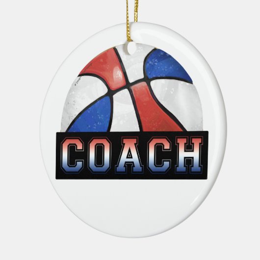 Rood Wit Blauw Basketbal Coach Keramisch Ornament (Links)