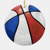 Rood Wit Blauw Basketbal Coach Keramisch Ornament (Achterkant)