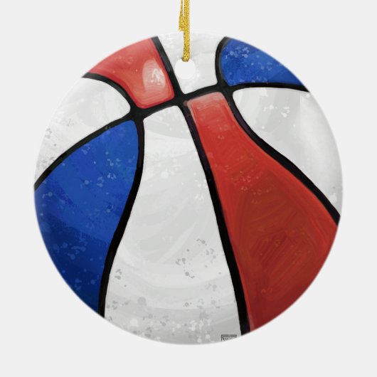 Rood Wit Blauw Basketbal Coach Keramisch Ornament (Achterkant)