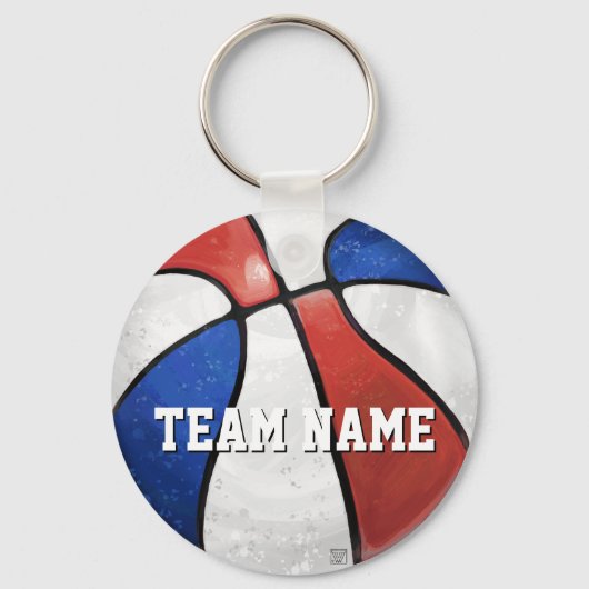 Rood Wit Blauw Basketbal Sleutelhanger (Voorkant)