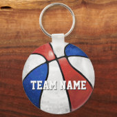 Rood Wit Blauw Basketbal Sleutelhanger (Voorkant)