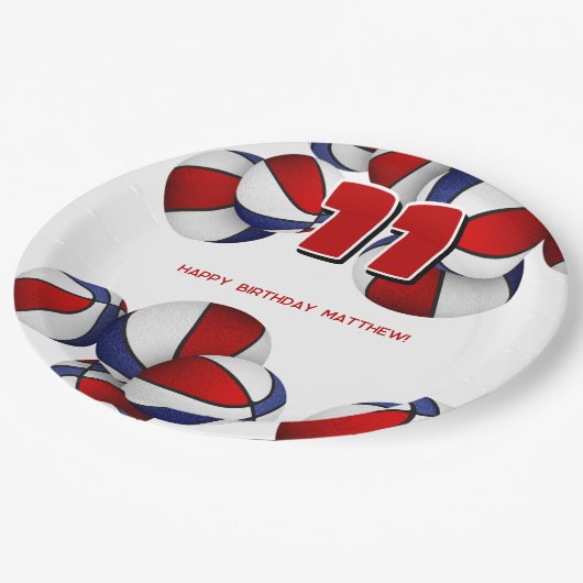Rood Wit Blauw Basketballen kinder Sportfeest Papieren Bordje (Gekanteld)