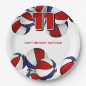 Rood Wit Blauw Basketballen kinder Sportfeest Papieren Bordje (Voorkant)